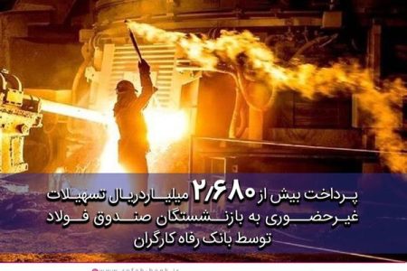 پرداخت غیرحضوری بیش از 2.680 میلیارد ریال تسهیلات به بازنشستگان صندوق فولاد توسط بانک رفاه کارگران