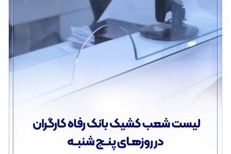 فهرست شعب کشیک بانک رفاه کارگران در روز پنج‌شنبه 19 تیرماه اعلام شد