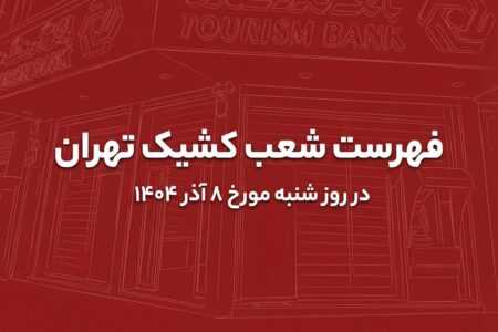 نحوه فعالیت شعب کشیک بانک گردشگری در روز شنبه مورخ 8 آذر 1404