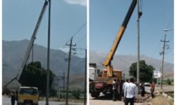 نصب سیستم روشنایی نقطهای در تقاطع رزینی محور فارسبان نهاوند با مشارکت دهیاری