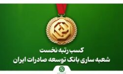 کسب رتبه نخست شعبه ساری بانک توسعه صادرات ایران در استان مازندران