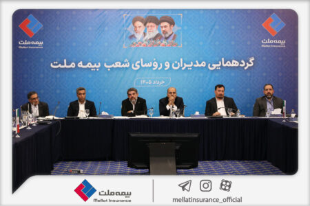 نشست مدیران و رؤسای شعب بیمه ملت برگزار شد / فرهادی‌پور: تحقق اهداف بیمه ملت در گرو هم‌افزایی و تعامل مؤثر همه ارکان شرکت است