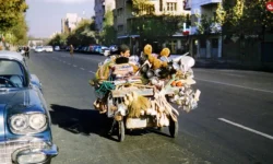 «فروشنده دوره گرد لوازم خانه و آشپزخانه در خیابان»؛ سال 1339