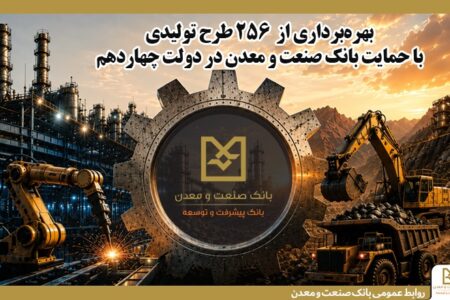 بهره‌برداری از ۲۵۶ طرح تولیدی با حمایت بانك صنعت و معدن در دولت چهاردهم